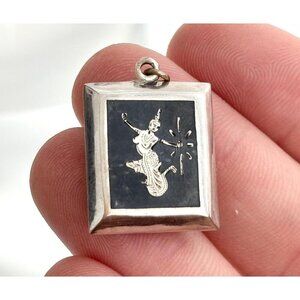 Mekkala(h) Siam Sterling Silver 925 Vintage Thai Made Nielloware Brooch Pin